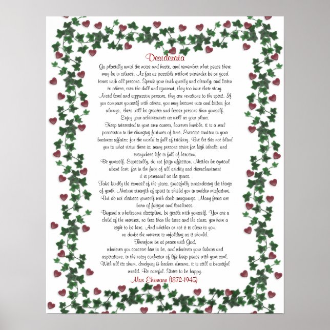Desiderata Poster Ivy Hearts (Framsidan)
