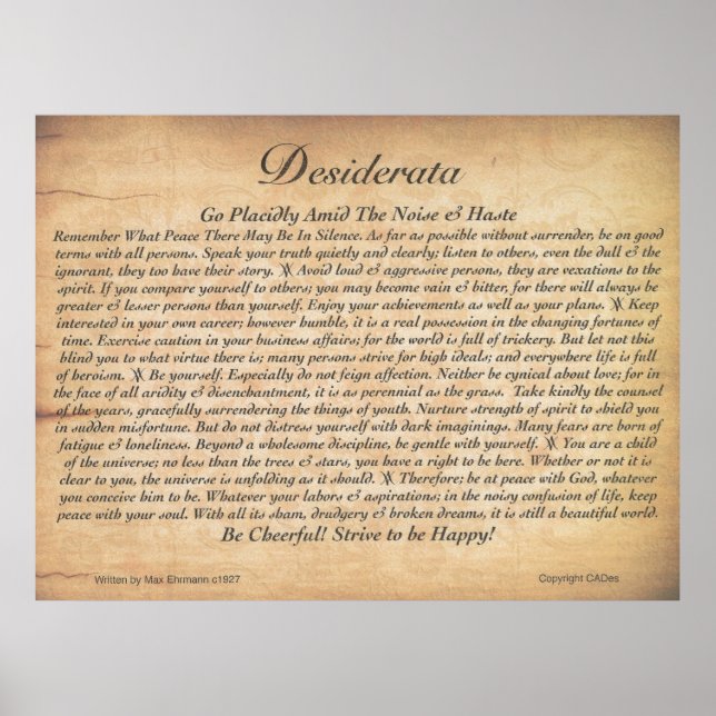 DESIDERATA Poster-Max Ehrmann-Embossed Wood Plank Poster (Framsidan)