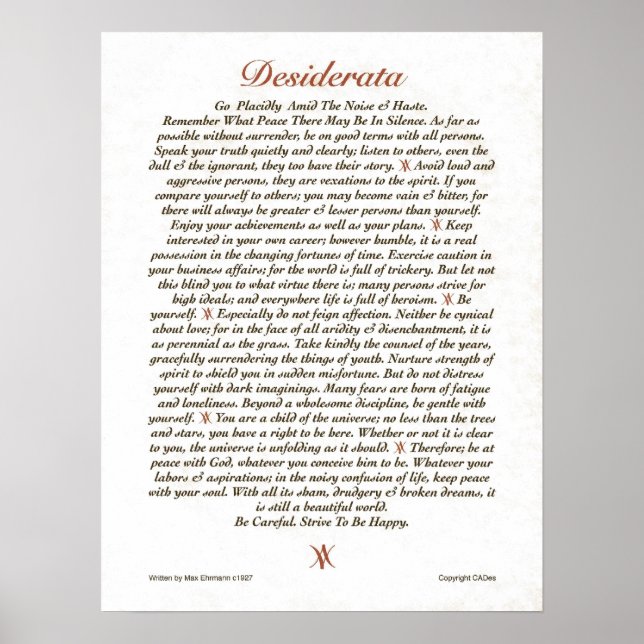 DESIDERATA Poster Max Ehrmann MANY SIZES (Framsidan)