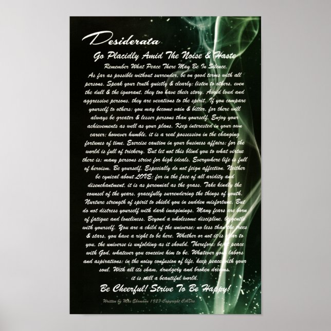 DESIDERATA Poster-Max Ehrmann-Smoking Champagne Poster (Framsidan)