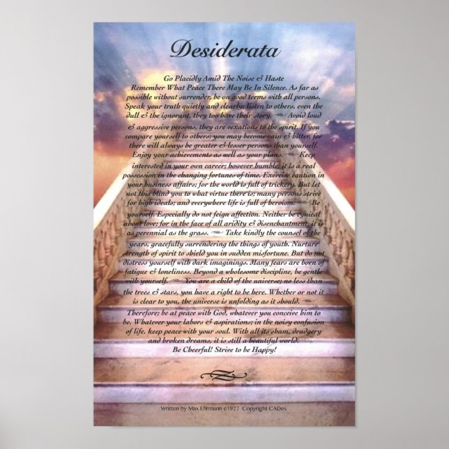 DESIDERATA Poster på trappan till himlen (Framsidan)