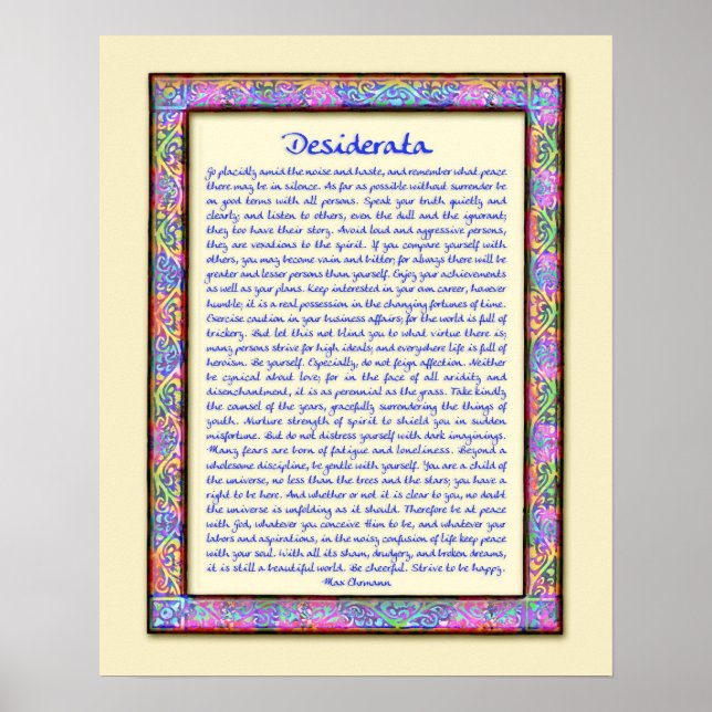 Desiderata poster utskrift (Framsidan)
