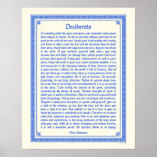 Desiderata poster utskrift, medeltida design, 16 x