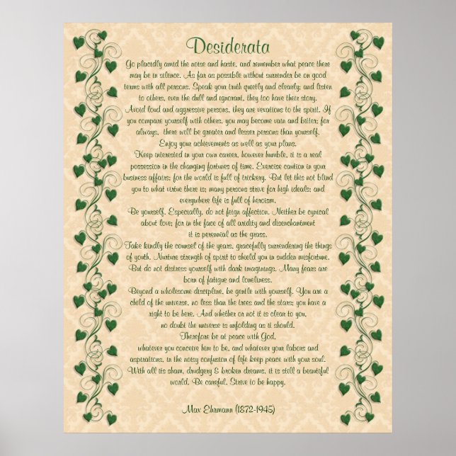 Desiderata prose Ivy på ljusavföring Poster (Framsidan)