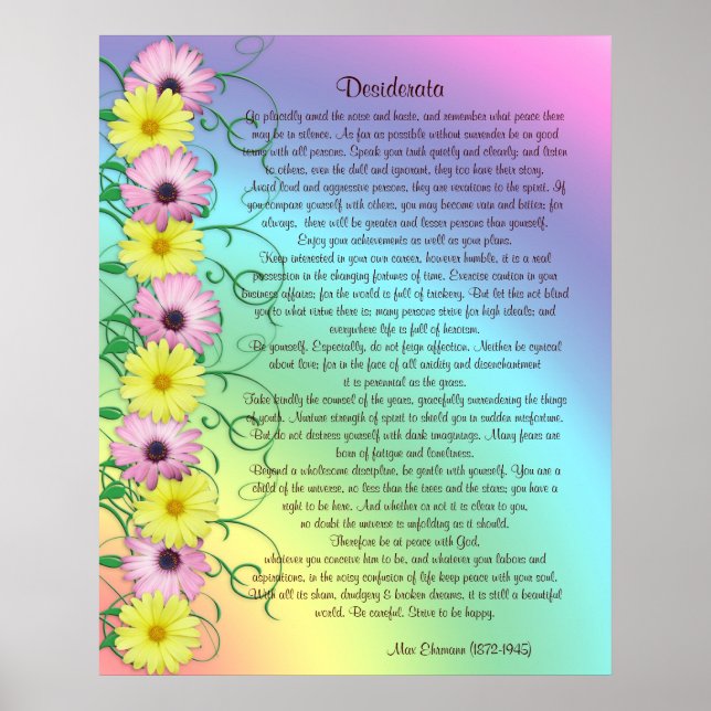 Desiderata prose rainbow färg poster (Framsidan)