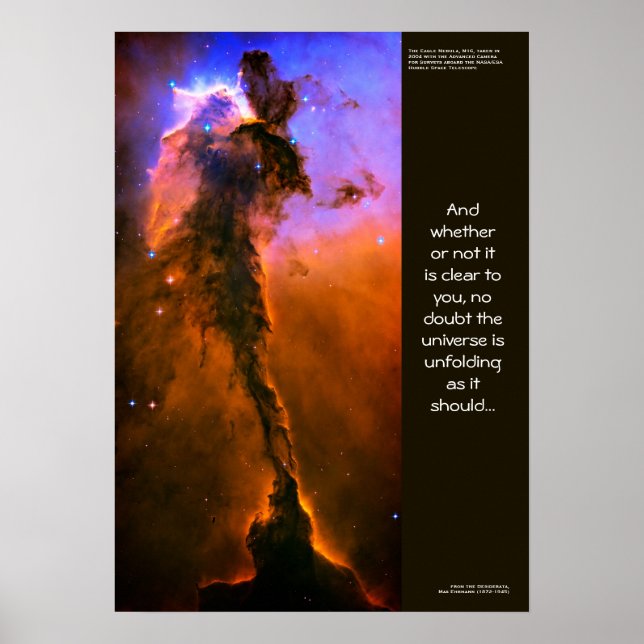Desiderata Quote, Creation Eagle Nebulas pelare Poster (Framsidan)