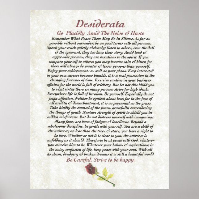 DESIDERATA Red Rosie Poster (Framsidan)