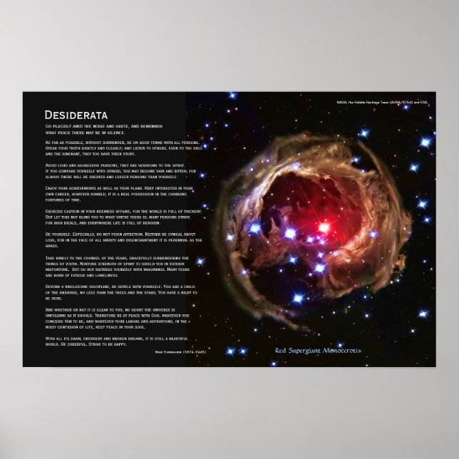 Desiderata - Red Superjätte Star V838 Monocerotis Poster (Framsidan)