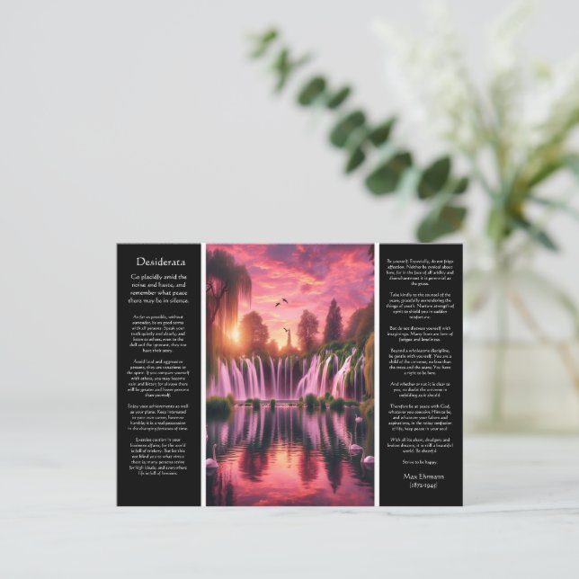Desiderata Rosa och Guld, Stillhet och Svanar Vykort (Stående Fram)