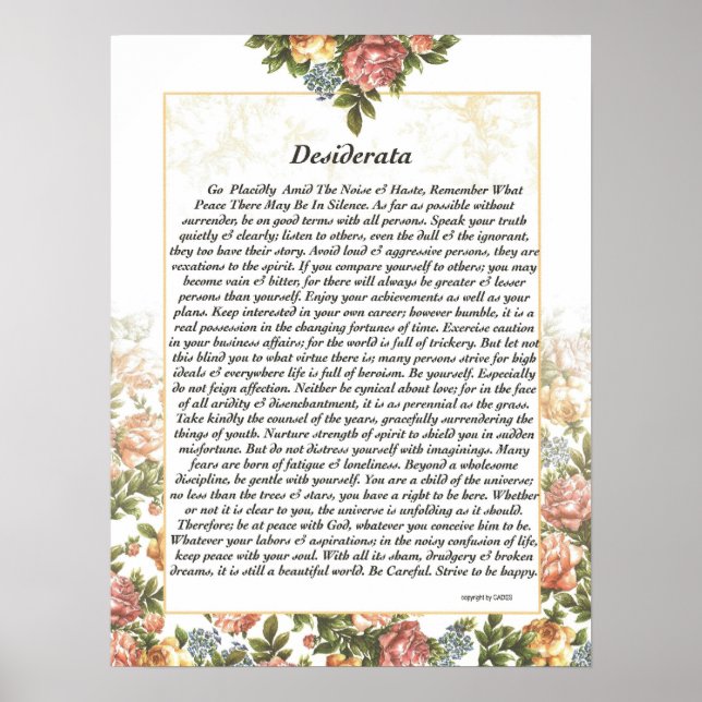 DESIDERATA Rosepaper Poster (Framsidan)