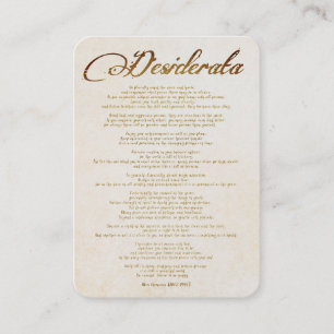 Desiderata/Sak Önskad i Calligrafisk konst Visitkort