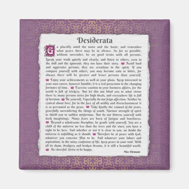 Desiderata - Sak önskad Magnet (Framsidan)