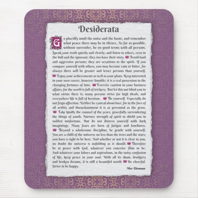 Desiderata - Sak önskad Musmatta (Framsidan)