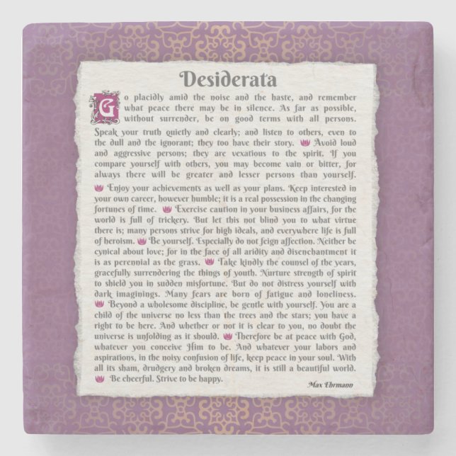 Desiderata - Sak önskad Stenunderlägg (Framsidan)