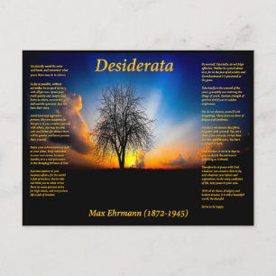 Desiderata silhouette of a willow träd vykort
