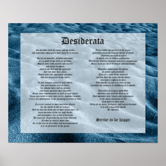 Desiderata - Skiftesmark Poster (Framsidan)