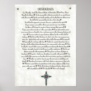 DESIDERATA slösar den kärn- crucifixen Poster