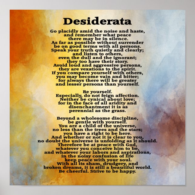Desiderata Stänk i Färg— Poster (Framsidan)