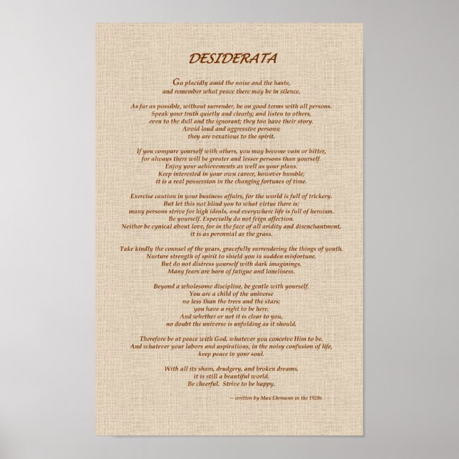 Desiderata Straw Poster (Framsidan)