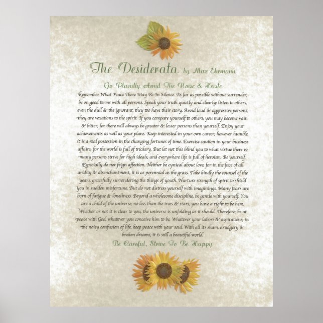 DESIDERATA Sunblommor Poster (Framsidan)