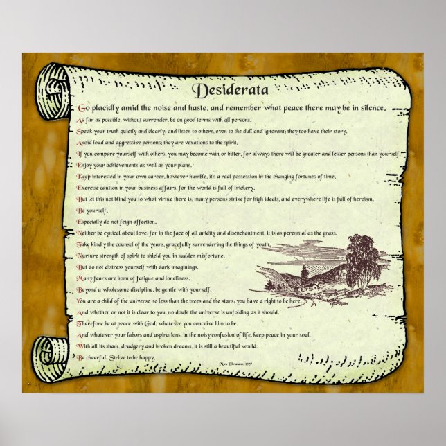 Desiderata ~ Tidslös inspiration Poster (Framsidan)