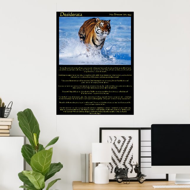 Desiderata Tiger i Vatten Poster (Hemmakontoret)