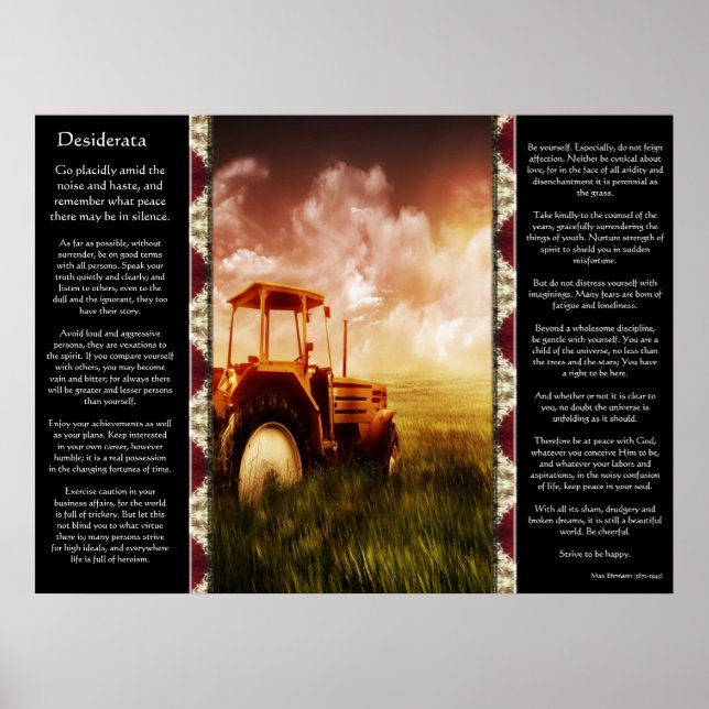 Desiderata Tractor Plowing Poster (Framsidan)