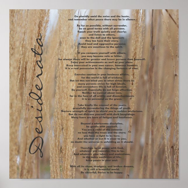 Desiderata-typ Poster (Framsidan)