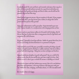 Desiderata vid den max Ehrmann affischen Poster