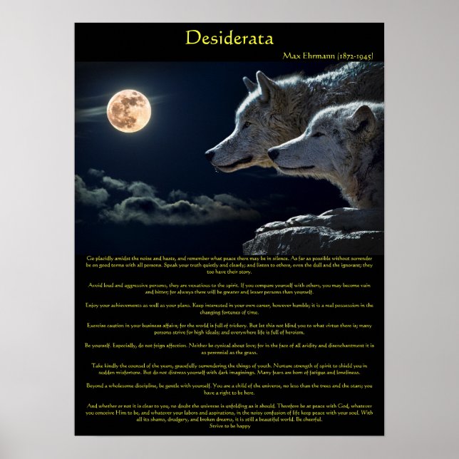 Desiderata vita vargar på bergssidan poster (Framsidan)
