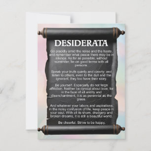 Desiderata-vykort Vykort