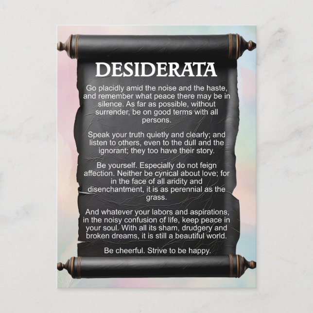 Desiderata-vykort Vykort (Framsida)