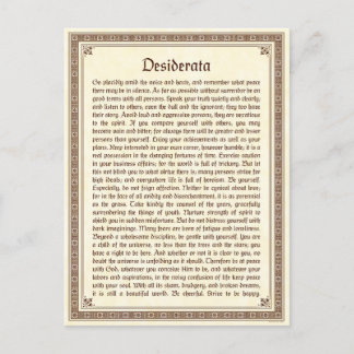 Desiderata-vykort Vykort