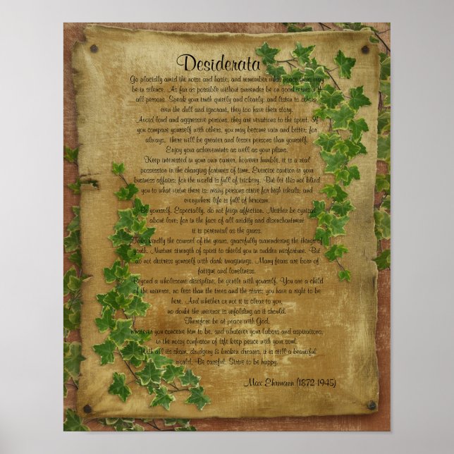 Desiderata "want sak",Ivy on parchment Poster (Framsidan)