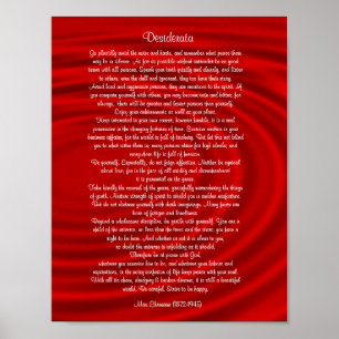 Desiderata "want sak", pros on red poster