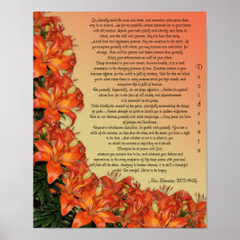 Desiderata "want sak", prose asian lilies poster