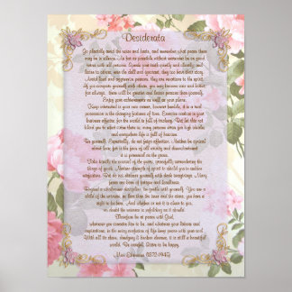Desiderata "want sak", prose blommigt poster