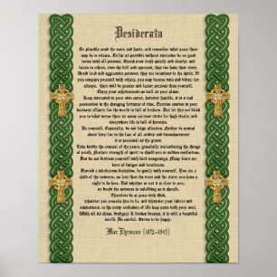 Desiderata "want sak", prose Celtic Knot bor Poster