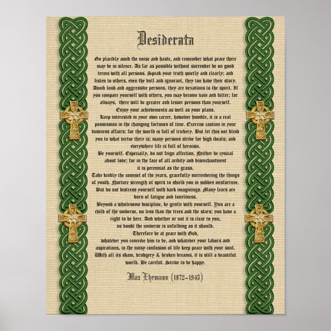 Desiderata "want sak", prose Celtic Knot bor Poster (Framsidan)