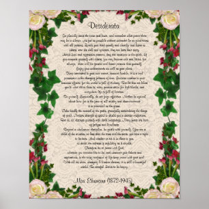 Desiderata "want sak", prose exotic blommor poster