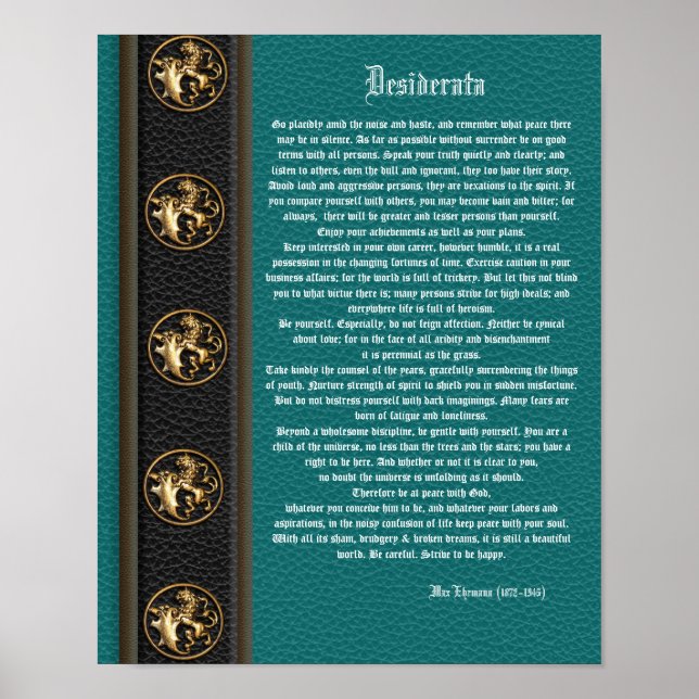 Desiderata "want sak", prose masculine backg. poster (Framsidan)
