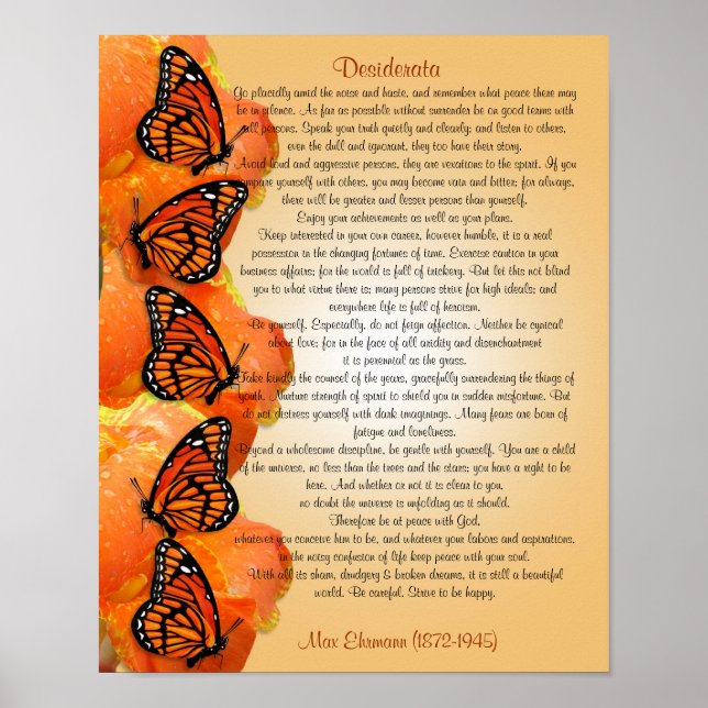 Desiderata "want sak", prose Monarch butterf Poster (Framsidan)