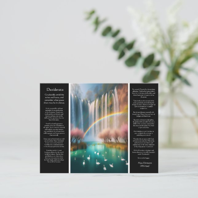 Desiderata Waterfall: Rainbows Grace över fallande Vykort (Stående Fram)