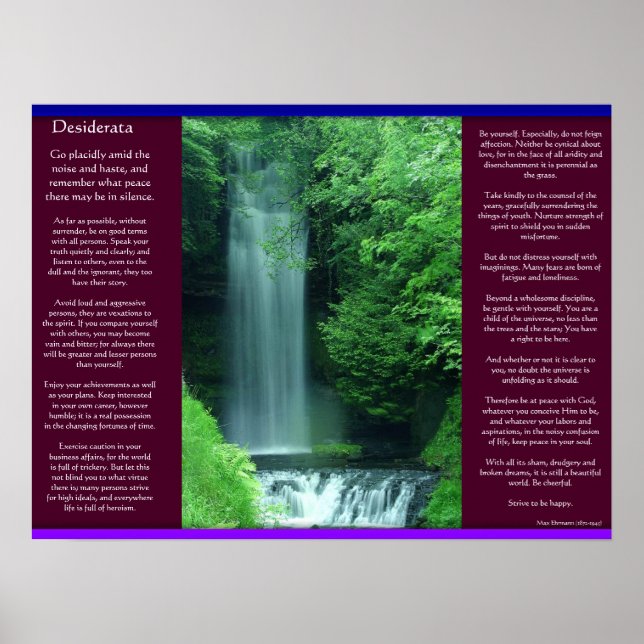 DESIDERATA Waterfalls Poster (Framsidan)
