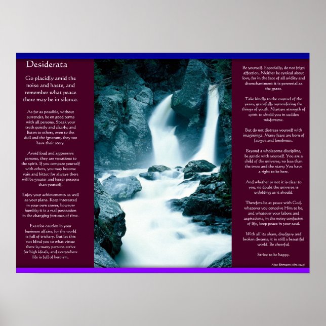 DESIDERATA Waterfalls Poster 11 (Framsidan)