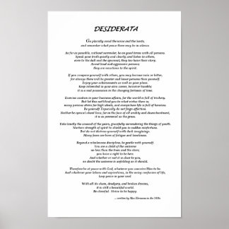Desiderata White Poster