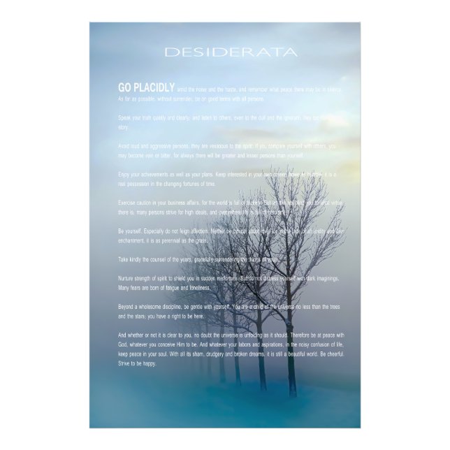 DESIDERATA Winter Träd Fototryck (Framsidan)