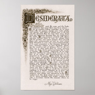 DESIDERATAaffisch vid max Ehrmann=Charcoal Poster