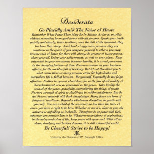 DESIDERATAaffisch vid max Ehrmann-Guld- Parchment Poster