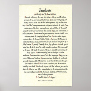 DESIDERATAaffisch vid romanska max Ehrmann - Poster
